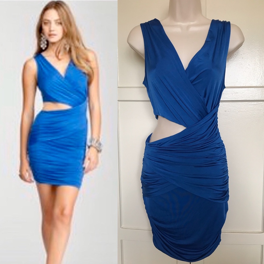 Bebe blue cut out sexy bodycon dress S